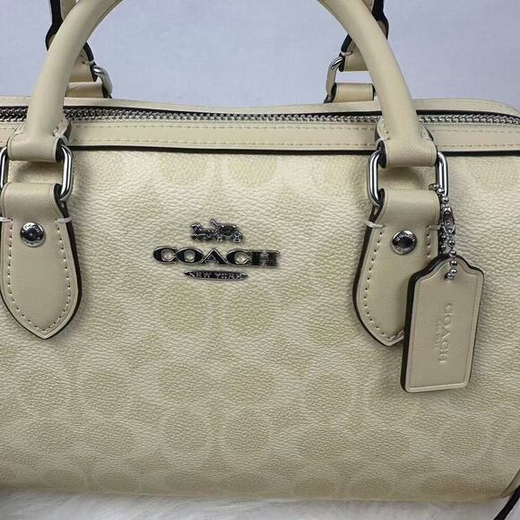 Coach Rowan Satchel/CrossBody Bag In Signature Canvas Silver/Hay CV961 NWT - Picture 7 of 7